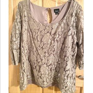 ✨FINAL PRICE DROP✨ Simply Emma Tan Lace Blouse 2X